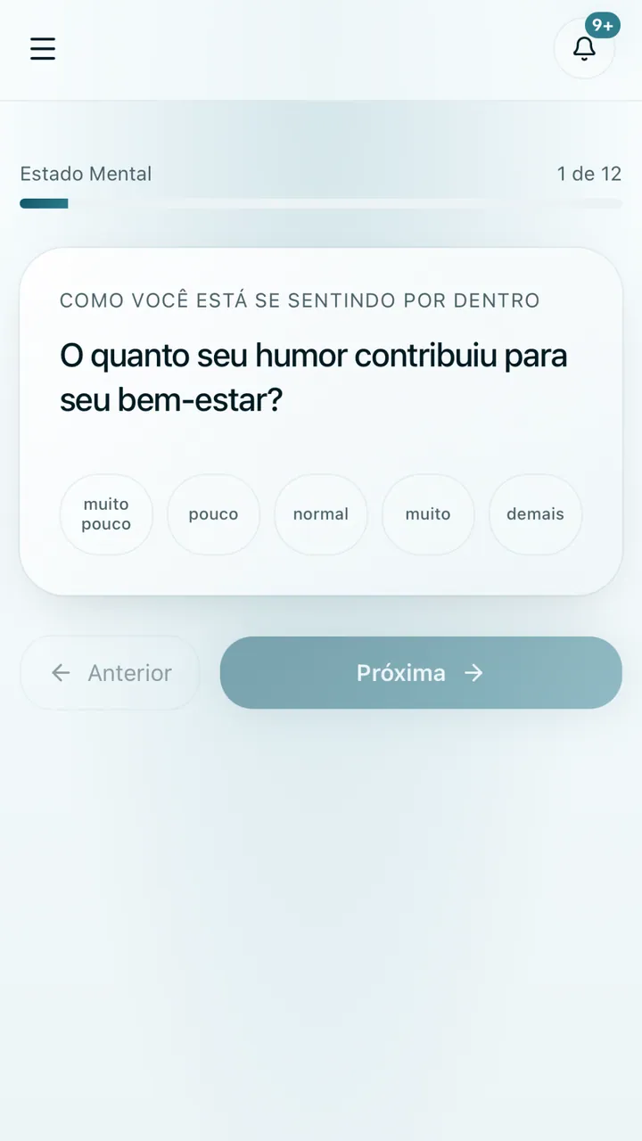 Tela da plataforma VYOM: Check in diário